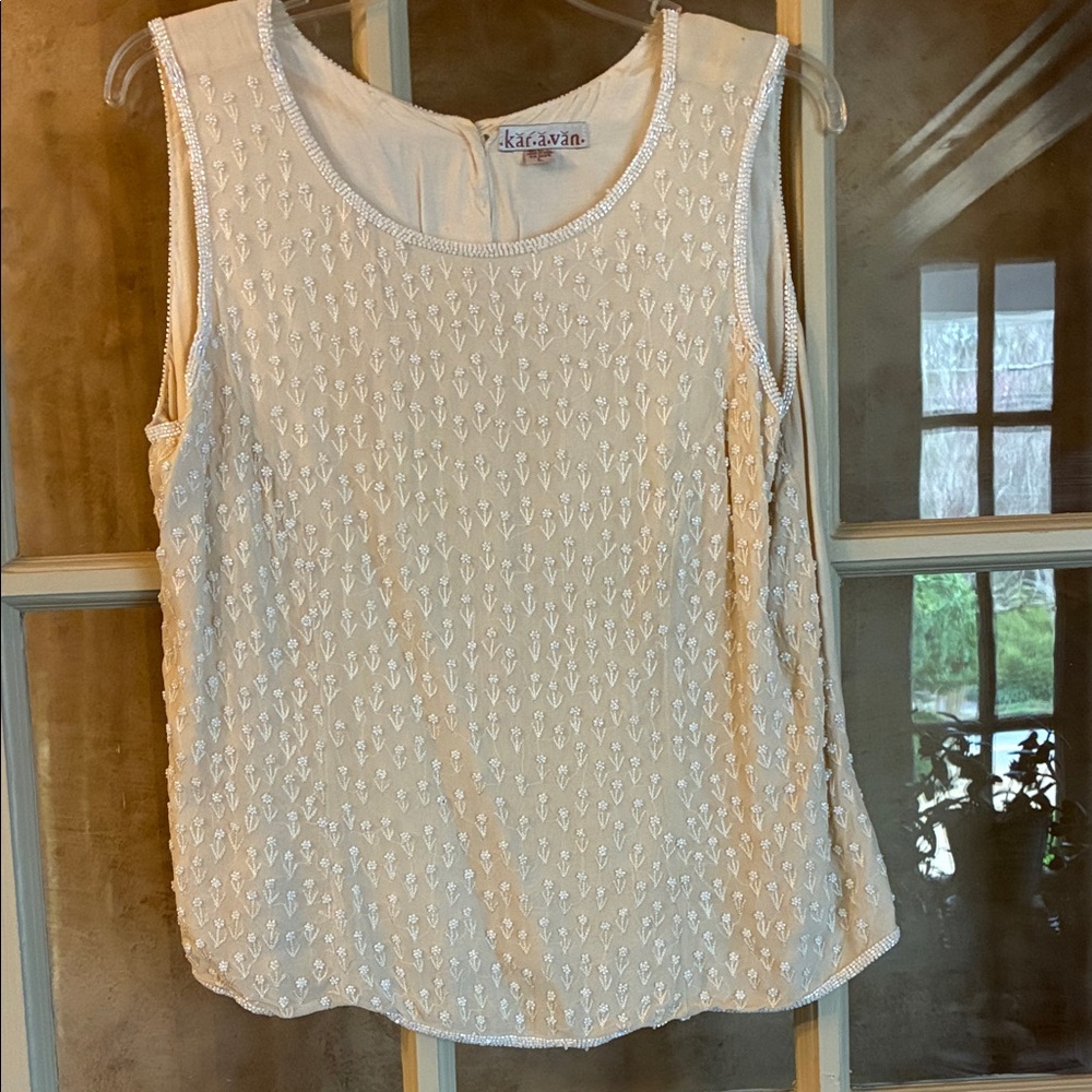 Cream Sleeveless Top